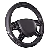 CAR PASS Pretty Rhinestone Leather Universal Steering Wheel Cover,Fit for Car, Suvs,Sedans,Truck,Anti-Slip Design (Black with Silver)