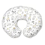 Boppy Nursing Pillow and Positionerâ€”Original | Notebook Black and White with Gold Animals| Breastfeeding, Bottle Feeding, Baby Support | With Removable Cotton Blend Cover | Awake-Time Support
