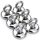 MIKEDE Strong Neodymium Fishing Magnets 6 Pack, 100 lbs(45KG) Pulling Force Rare Earth Magnet with Countersunk Hole Eyebolt Diameter 1.26 inch(32 mm) for Retrieving in River and Magnetic Fishing