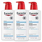 Eucerin Daily Hydration, Light Weight Full Body Lotion for Dry, Pump Bottle, Basic, Fragrance Free, 16.9 Oz, Pack of 3