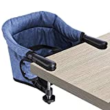 Hook On High Chair, Clip on Table Chair w/Fold-Flat Storage Feeding Seat -Attach to Fast Table Chair for Home or Travel(Blue)