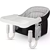 TOONOON Fast Table Chair, Hook On Chair with Dining Tray, Fold-Flat Storage and Tight Fixing Clip on Table High Chair for Baby, Safe and High Load Design Child Table Chair for Home and Travel