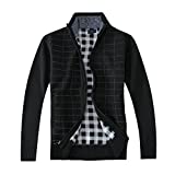 Gioberti Men's Knitted Regular Fit Full Zip Cardigan Sweater with Soft Brushed Flannel Lining, Black, X Large