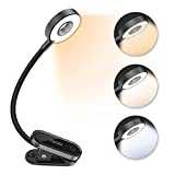 Rechargeable Book Light for Reading in Bed, Nioe LED Reading Light with Stepless Brightness & 3 Color Temperature, Easy Clip On Reading Lamp for Reading at Night in Bed for Bookworms, Kids, Students