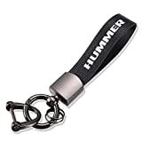 SunnsportDamai Genuine Leather Keychain Car Logo Key Chain Fit Hummer Accessories (Black)