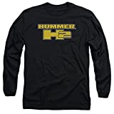 Hummer H2 Block Logo Unisex Adult Long-Sleeve T Shirt for Men and Women, X-Large Black