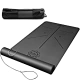 DAWAY Y8 Eco Friendly Wide Thick TPE Yoga Mat Workout Exercise Pilates, Non Slip, Double Sided, Soft, Body Alignment Professional Design, with Carry Strap, 72"x 26" Thickness 6mm