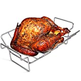 Turkey Roasting Rack for Smoker and Grill, Rib Racks for Big Green Egg Smoking-Green Egg Rib Rack Accessories BGE, Dual-Purpose for Large and XLarge Big Green Egg,Kamado Joe,Big Joe,Stainless Steel