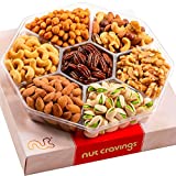 Holiday Christmas Nuts Gift Basket in Red Box (7 Piece Set, 1 LB) Xmas 2021 Idea Arrangement Platter, Birthday Care Package Variety, Healthy Food Kosher Snack Tray for Adults Women Men Prime