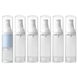LONGWAY Airless Cosmetic Cream Pump Bottle Travel Size Dispenser Refillable Containers/Foundation Travel Pump Bottle for Shampoo（Pack of 6, Frosted Translucent） (1oz/30ml)