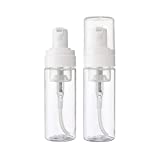 UTENEW 2-Piece Plastic Foamer Bottle Clear Pump Dispenser Mini Travel Size Foaming Soap Face Wash 1.7 Oz, No leaks!