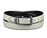 CONCITOR Reversible Belt OFF WHITE & Black Bonded Leather Pewter-Tone Buckle 32