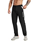 HAENPISY Mens Running Joggers Quick-Dry Lightweight Athletic Workout Gym Hiking Mountain Convertible Pants Zip Off Pants(X-Large, Black)