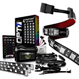 OPT7 Aura Interior Car Lights LED Strip Kit-16+ Smart-Color, Soundsync, Show Patterns, and Remote-Accent Underdash Footwell Floor, 4pc Single Row