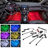 LEDGlow 4pc Multi-Color LED Interior Footwell Underdash Neon Light Kit for Cars & Trucks - 7 Solid Colors - 7 Patterns - Music Mode - Auto Illumination - Universal - Includes Cigarette Power Adapter