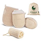 ATTEASAY Natural Loofah Sponge, Premium Exfoliating Shower Loofa Body Scrubbers Exfoliating Loofa Scrubber Sponges for Face, Back & Body, Eco-Friendly Non-toxic Loofah for Women and Men(4 Pack)
