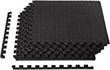Amazon Basics Foam Interlocking Exercise Gym Floor Mat Tiles - Pack of 6, 24 x 24 x .5 Inches, Black