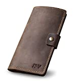PEGAI Personalized Leather Checkbook Cover | Distressed Leather Checkbook Wallet, Checkbook Case | CLARK (Chestnut)