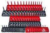 Hansen Global 92000 SAE & Metric, 2-Row Socket Tray Set - 6-Pieces, Red & Grey