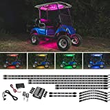 LEDGlow 12pc Million Color LED 4-Seater Golf Cart Underglow Accent Neon Lighting Kit with Canopy, Wheel Well & Interior Lights for EZGO Yamaha Club Car - Fits 12-Volt Battery - Water Resistant