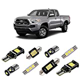 iBrightstar Super Bright LED Bulbs Package Kit Accessories Fit for Toyota Tacoma 2005-2021 Interior Map Dome Lights + Vanity Mirror Lights + License Plate Lights + Back Up Reverse Lights, White