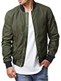 Enjoybuy Mens Lightweight Bomber Jackets Fall Winter Outerwear Full Zip Up Baseball Varsity Jacket (Large, Army Green)