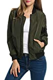 Zeagoo Womens Jacket Plus Size Bomber Jackets Lightweight with Pockets Zip Up Quilted Casual Coat Outwear(Army green, Large)