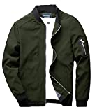 sandbank Men's Slim Fit Lightweight Sportswear Flight Bomber Jacket Softshell Casual Coat (Army Green, US M (Asian Tag 3XL))