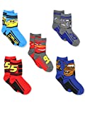 Disney Cars 3 Boys Toddler 5 pack Crew Socks (Shoe: 7-10 (Sock: 4-6), Grey/Multi Crew)
