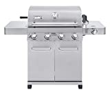 Monument Grills 17842 Stainless Steel 4 Burner Cabinet Style Propane Gas Grill with Rotisserie Kit