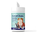 Great Pets - Great Clean Pet Wipes for Dogs & Cats - 60 Aloe & Oatmeal Grooming Wipes for Deodorizing & Cleaning Dirt, Dandruff & Smell - Wash & Clean Paws, Skin & Coat, Butt - Waterless Without Soap