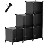 HOMIDEC 6-Cube Storage Organizer, Storage Shelf Bookcase Bookshelf with Metal Hammer, Storage Cubes Organizer Cabinet for Kids, Closet, Bedroom, Bathroom, (11.8x11.8x11.8 inch), Black