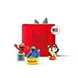 Toniebox Audio Player Starter Set with Cookie Monster, Elmo, and Playtime Puppy - Imagination Building, Screen-Free Digital Listening Experience for Stories, Music, and More - Red