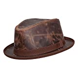 American Hat Makers Soho Leather Fedora  Brown, Large