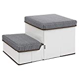 Woolly Pet in style Pet Storage Stepper, Foldable 2-Tier pet Stairs with Size of 20''x11''x12.5'', can Hold up to 20lbs Small&Medium Size Dogs (Navy, Striped)