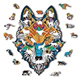 Ciesa Wooden Jigsaw Puzzles, 162 Pieces Unique Animal Shaped Puzzle, Wood Wolf King Animals Puzzle Gift for Adults Kids, 7.1'' x 9.5''
