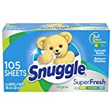 Snuggle Plus Super Fresh Fabric Softener Dryer Sheets with Static Control and Odor Eliminating Technology, 105 Count (Packaging May Vary), EverFresh