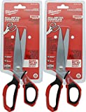 Milwaukee 48-22-4041 Iron Carbide Core Large-Looped Straight Jobsite Scissors w/ Onboard Ruler Markings and Index Finger Groove (2 Pack)