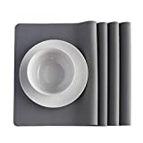 Silicone Placemats - Placemats for Kids, Kitchen Table -Set of 4- Air Fryer Mat - Heat Resistant - Reusable - Waterproof -17.71 x12.6 x 0.039 inches (1mm Thick)- 