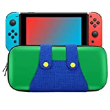 MoKo Carrying Case Compatible with Nintendo Switch/Switch OLED Model (2021), Portable Protective Hard Shell Cover Travel Carrying Case Storage Bag with 10 Game Cartridge Holder  Green + Blue