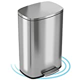 iTouchless SoftStep 13.2 Gallon Step Trash Can with Odor Filter System, Stainless Steel 50 Liter Pedal Garbage Bin for Kitchen, Home, Office, Silent and Gentle Lid Close