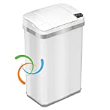 iTouchless 4 Gallon Fragrance Trash Cans with AbsorbX Odor Filter, 04 Gal Sensor Pearl White