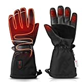 ZEROFIRE Heated Gloves for Men & Women, Waterproof Electric Heated Winter Ski & Snow Gloves with 3M Thinsulate Touchscreen Synthetic Leather Palm for Skiing, Snowboarding, Hunting & Shoveling.L