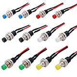 Twidec/12Pcs 1A 250V AC 2 Pins SPST 6 Colors Normal Open Mini Momentary Push Button Switch with Pre-soldered Wires PBS-110-X6C