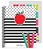 Schoolgirl Style Black, White & Stylish Brights Teacher Planner, 8" x 11" Undated Daily Planner, Weekly Planner, Monthly Planner With Planner Stickers for Classroom Organization & Teacher Organization