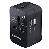 NEWVANGA International Universal All in One Worldwide Travel Adapter Wall Charger AC Power Plug Adapter with Dual USB Charging Ports for USA EU UK AUS European Cell Phone Laptop