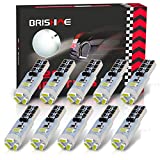 BRISHINE 10X T5 LED Bulbs Xenon White Canbus Error Free 3014 Chipsets Wedge 74 2721 37 PC74 LED Bulbs for Car Interior Gauge Cluster Dashboard Instrument Panel Indicators Speedo AC Lights