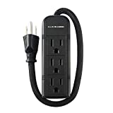 Power Strip with Flat Plug - 3 Ground Outlets 7 Inch Heavy Duty Braided Extension Cord Flat Plug Mountable Outlet Strip for Computer/iPhone/Home/Office