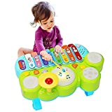 Baby Musical Montessori Toys 3 in 1 Piano Keyboard Xylophone Drum Set Sensory Preschool Learning Educational Developmental Toys Gift for Toddlers 1-3 Year Old Girl Boy Infant Baby Toys 6 9 12 18 Month