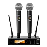Wireless Microphone System for Karaoke Singing, Hand-held Cordless Dynamic Mic with Professional Receiver for Audio Mixer/DJ Equipment/Party Speaker/Pa System/Amplifier, Music Gift for Adults Kids